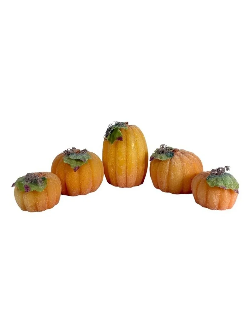 Sugar Frosted Illuminated Pumpkins By Valerie Par Hill Set Of 5 Tested And Works
